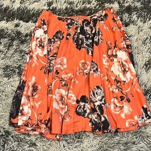 Barneys New York CO-OP Orange and Black A-Line Skirt